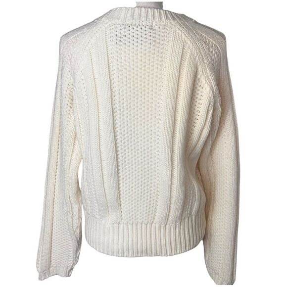 New Elsamanda Fringed Cable Knit Sweater Large Italy Off White Wool Alpaca - Picture 2 of 9